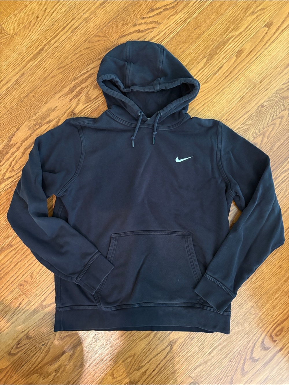 Nike Black Hooded Pullover Sweatshirt with White Swoosh
